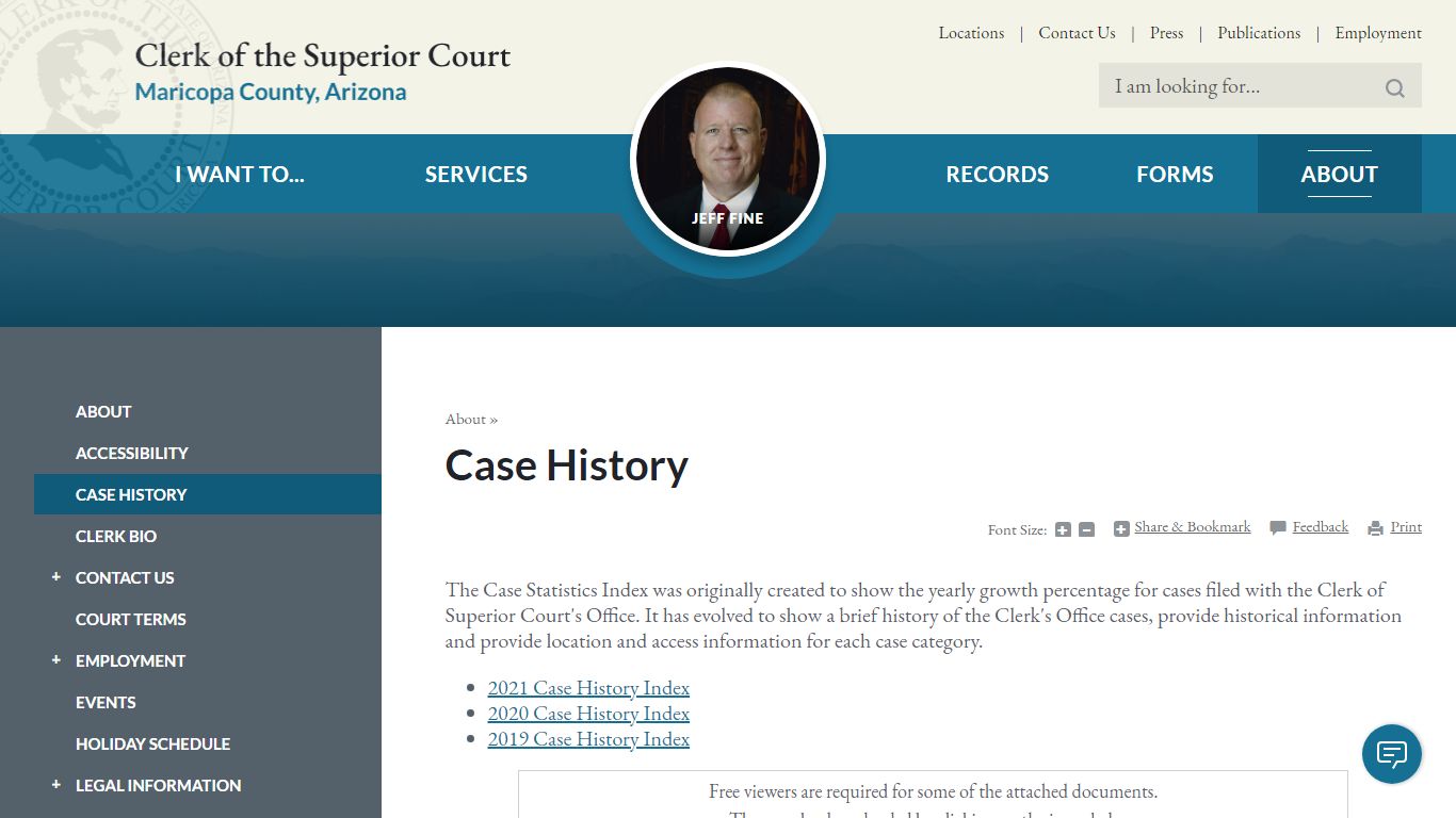 Case History | Maricopa County Clerk of Superior Court
